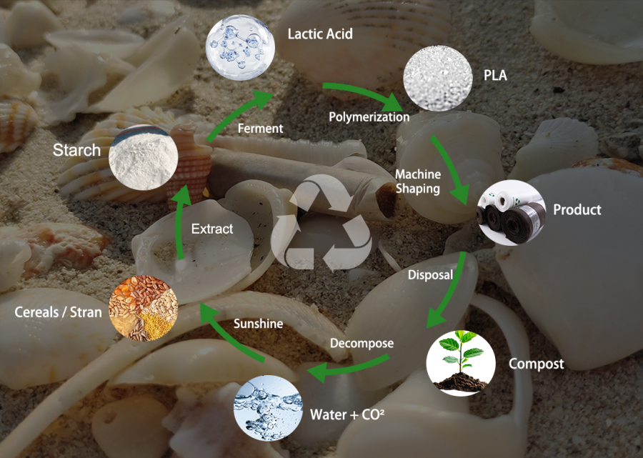 A Smarter Choice for Customers: PLA Biodegradable Weed Barrier The full life cycle of PLA: from plant-based starch to biodegradable weed barrier and back to the earth.
